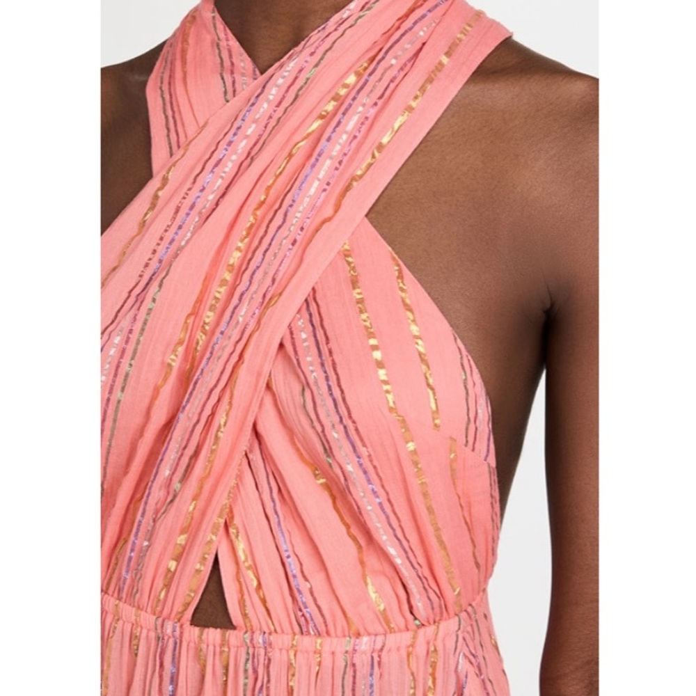 SUNDRESS Suzie Maxi Dress Sao Paolo Rainbow Metallic Stripe Bright Pink XL NWT - Picture 4 of 13